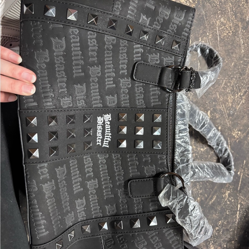 Beautiful Disaster Black Studded Handbag